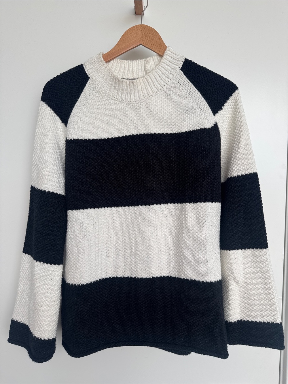 Brochu Walker Black and White Striped Cowl Turtleneck Sweater